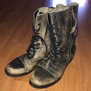 Distressed leather Combat Boots